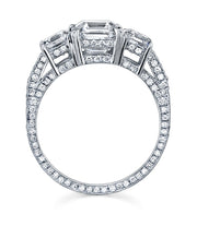 Neil Lane Couture "Three Stone" Square Emerald Cut Diamond, Platinum Ring