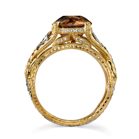 Neil Lane Couture Renaissance Revival Style Natural Fancy Color Diamond, Platinum, 18K Yellow Gold Ring