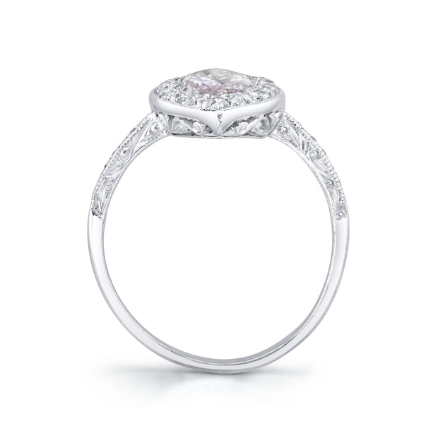 Antique "Natural Fancy Light Pink Marquise Brilliant" Diamond, Platinum Ring