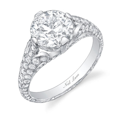 Neil Lane Couture Round Brilliant Cut Diamond, Platinum Ring