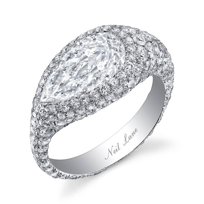 Neil Lane Couture Pear-Shaped Diamond, Platinum Ring