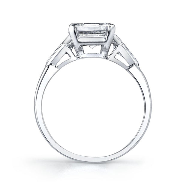 Art Deco "Square Emerald-Cut" Diamond, Platinum Ring