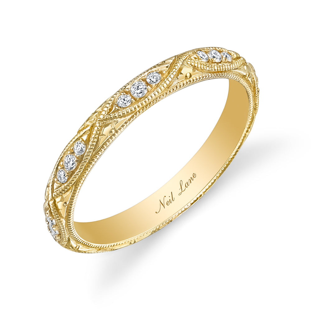 0.21ctw Neil Lane Couture Hand Engraved Diamond Wedding Band