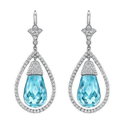 Neil Lane Couture Aquamarine, Diamond, Platinum Earrings