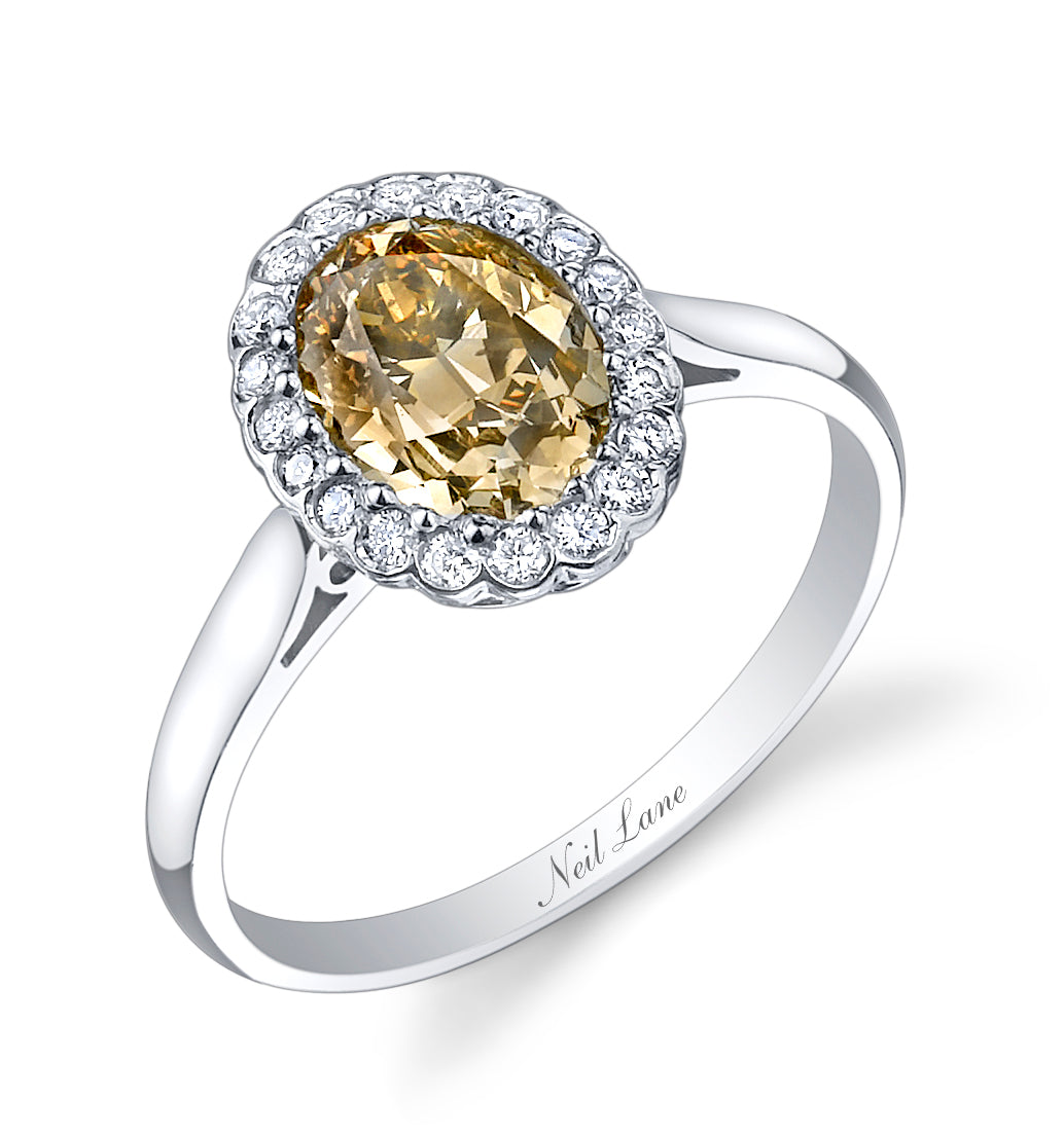 Oval Cut Natural Fancy Colored Diamond Engagement Ring