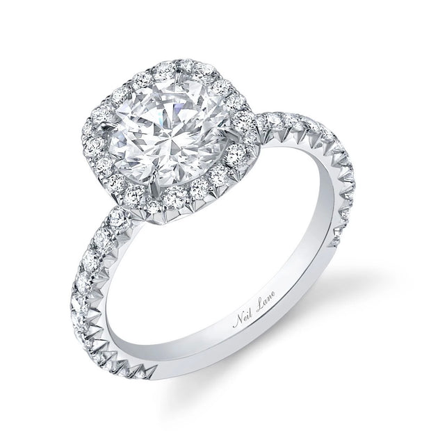 Neil Lane Couture Round Diamond, Platinum Engagement Ring