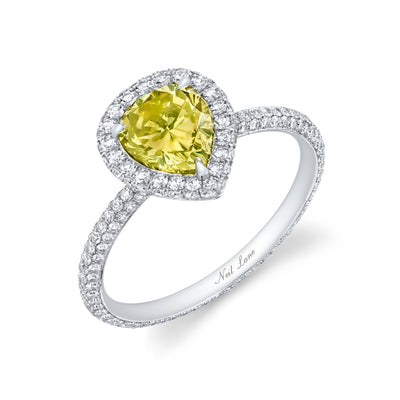 Neil Lane Couture Fancy Color Pear Brilliant-Cut Diamond, Platinum Ring