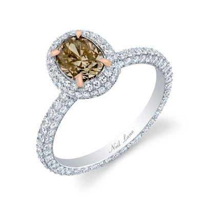 Neil Lane Couture Design Fancy Color Oval Brilliant-Cut Diamond, Platinum Ring