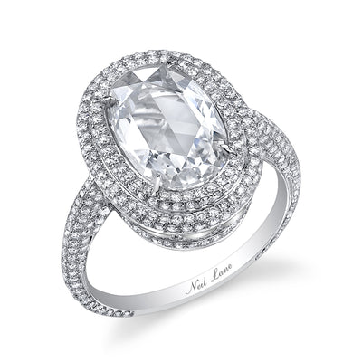 Neil Lane Couture Oval Modified Brilliant-Cut Diamond, Platinum Ring