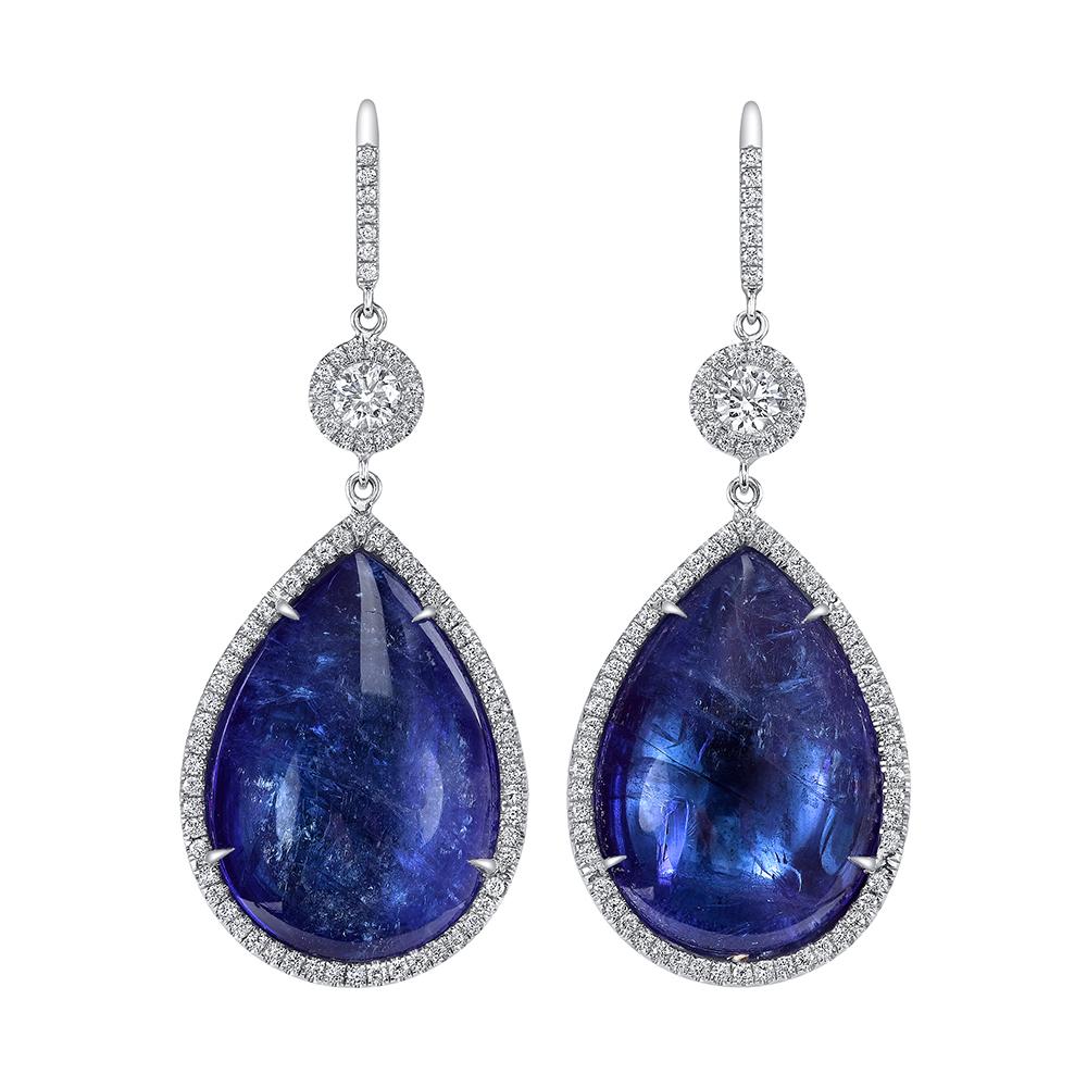 Neil Lane Couture Tanzanite, Diamond, 18K White Gold Earrings