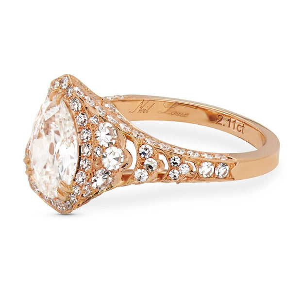 Neil Lane Couture Pear-Shaped Diamond, 18K Rose Gold Engagement Ring