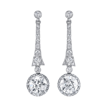 Art Deco Diamond, Platinum Earrings