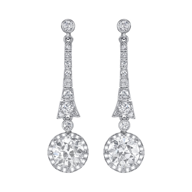 Art Deco Diamond, Platinum Earrings