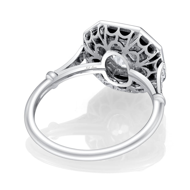 Neil Lane Couture Design Art Deco Style Old European-Cut Diamond, Onyx, Platinum Ring