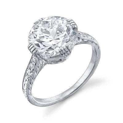 Art Deco Old European-Cut Diamond, Platinum Ring