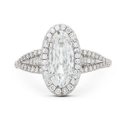 Neil Lane Couture Moval-Shaped Diamond, Platinum Engagement Ring