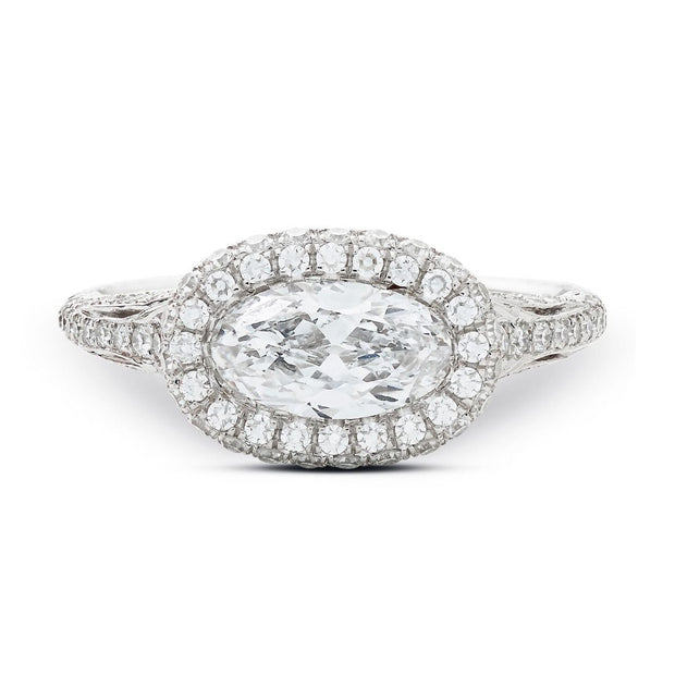 Neil Lane Couture Moval-Shaped Diamond, Platinum Engagement Ring
