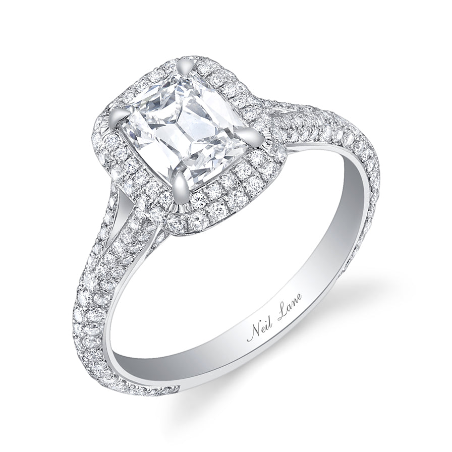Neil Lane Couture Split Shank And Double Halo Cushion Diamond, Engagem