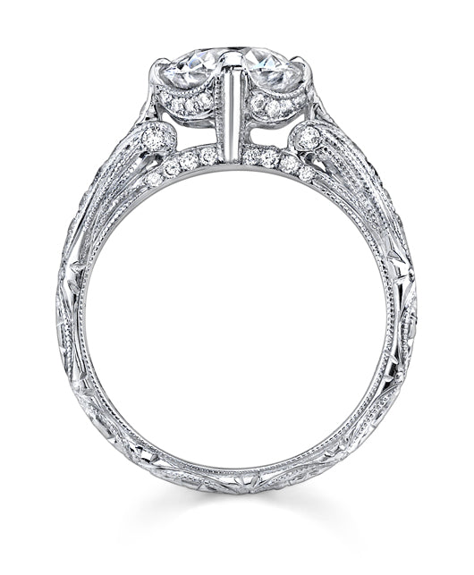 Neil Lane Couture Round Brilliant Cut Diamond, Platinum Ring