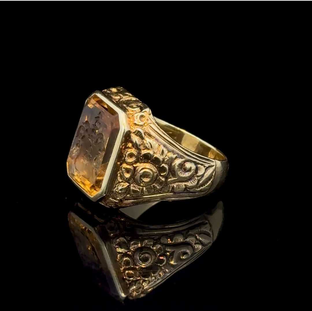 Antique Carved Citrine,18k Gold Ring – Neil Lane Couture