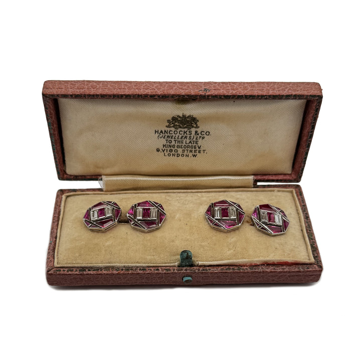 Pair of Ruby Diamond Cufflinks Circa 1925