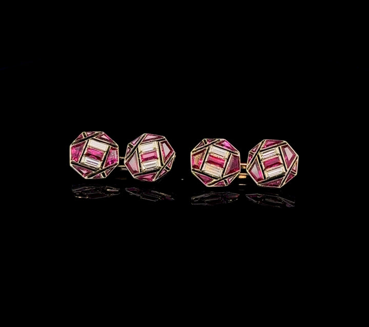 Pair of Ruby Diamond Cufflinks Circa 1925