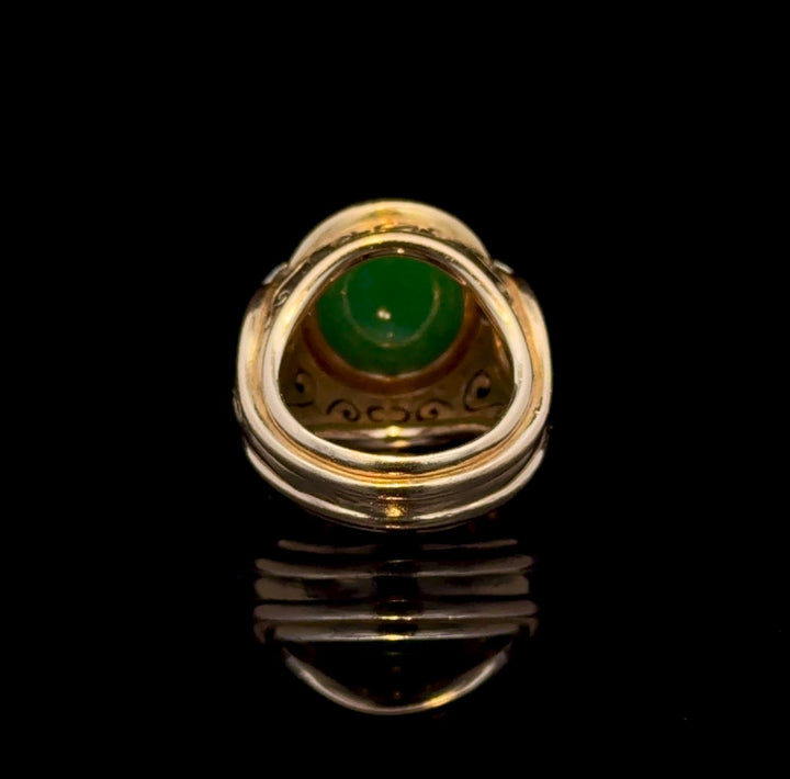 Vintage Jade, Diamond, 14k Gold Ring