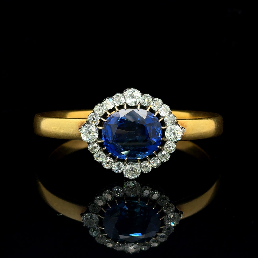 19th Century Sapphire and Diamond Silver-Topped Gold Bangle