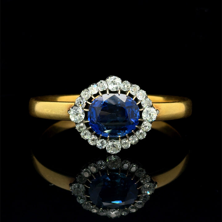 19th Century Sapphire and Diamond Silver-Topped Gold Bangle