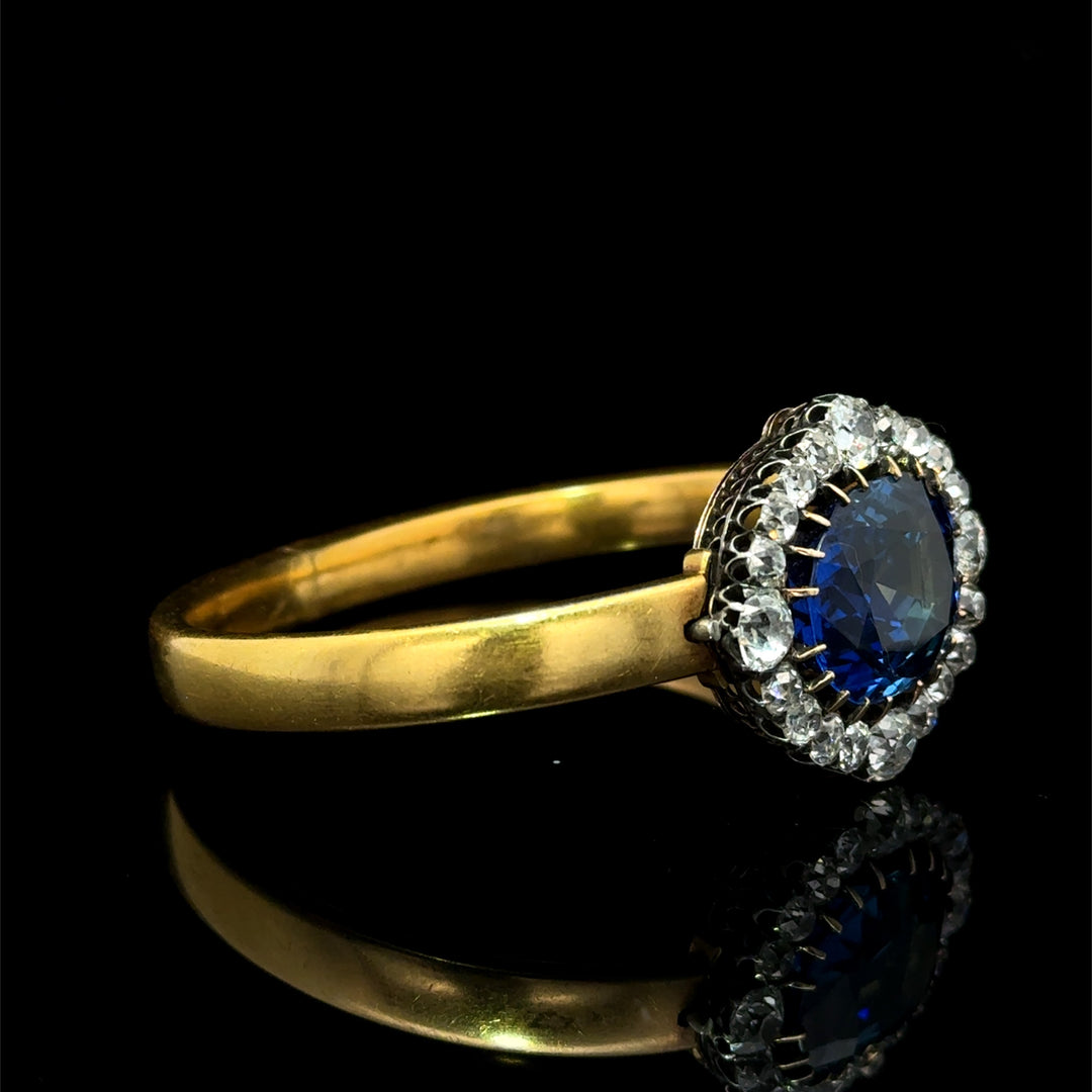 19th Century Sapphire and Diamond Silver-Topped Gold Bangle