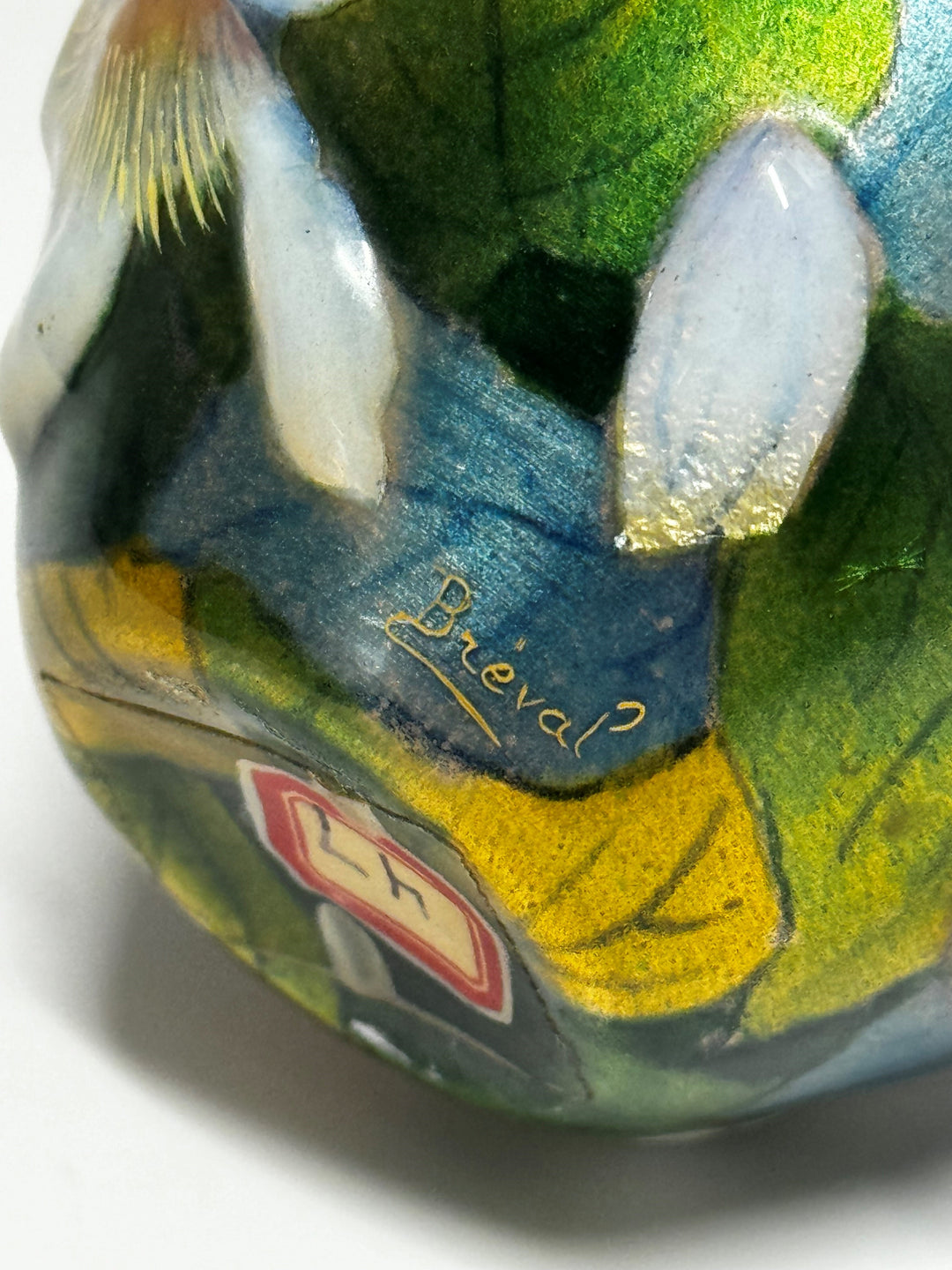 Art Nouveau Copper ,Glass Enamel Bud Vase