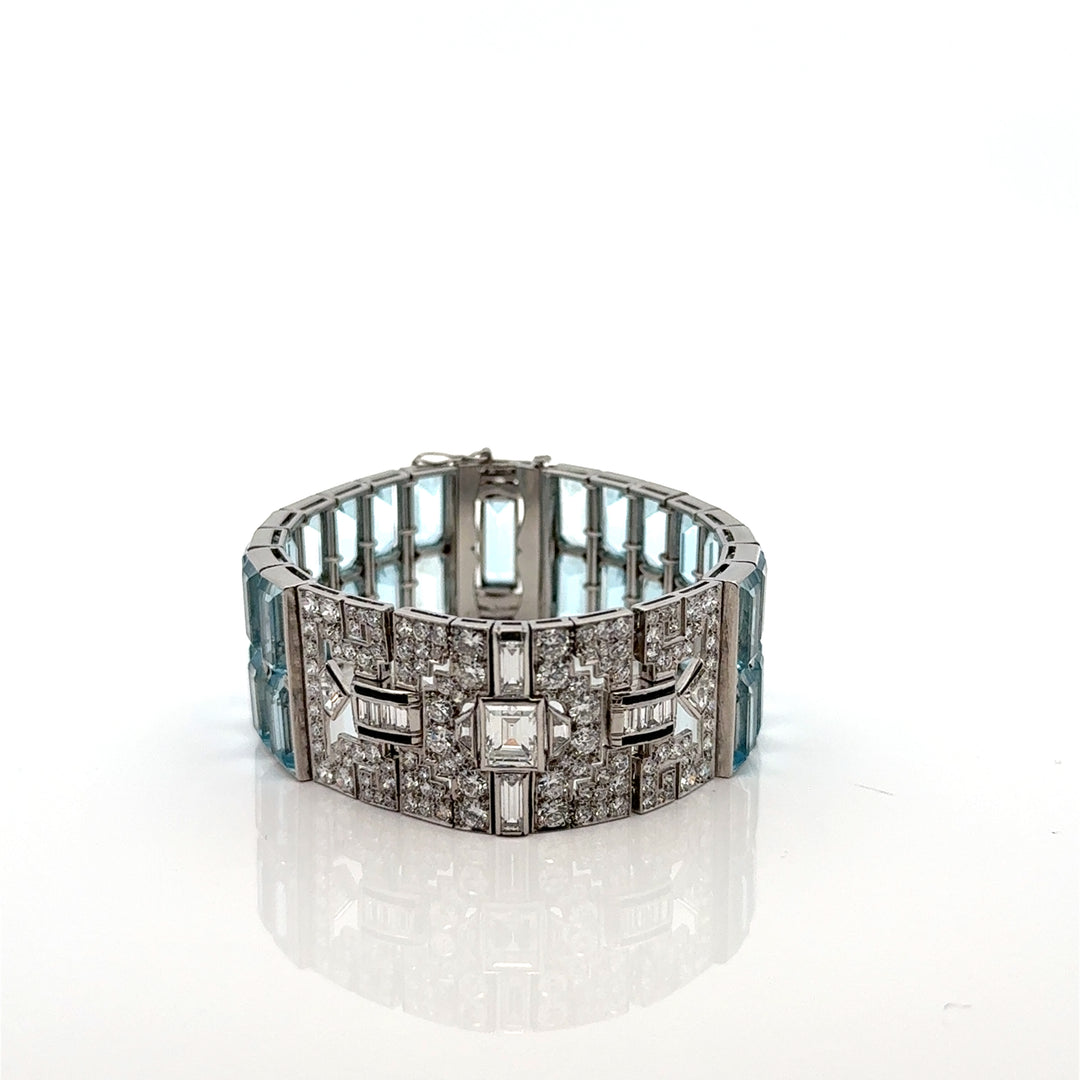 Art Deco  Aquamarine Platinum Bracele