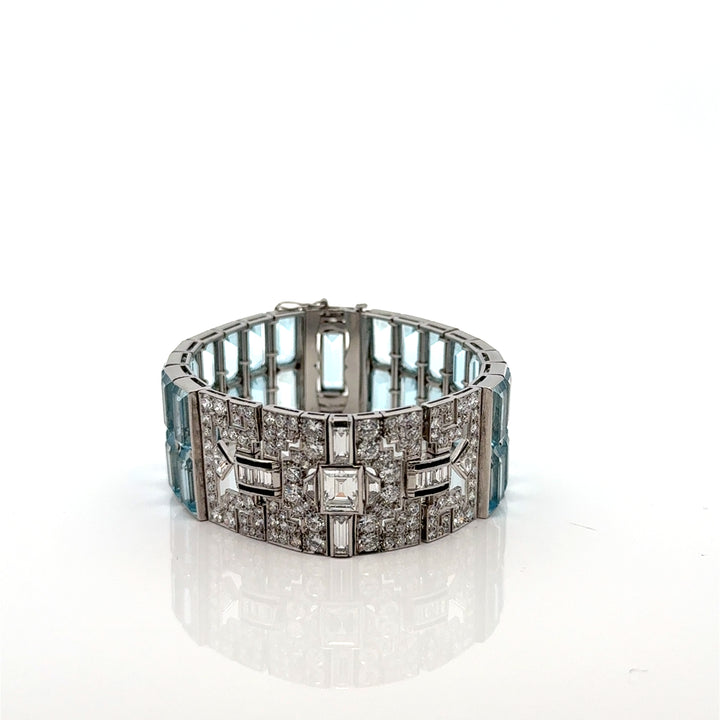 Art Deco  Aquamarine Platinum Bracele