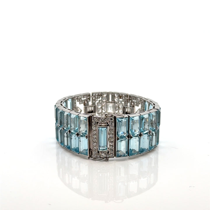 Art Deco  Aquamarine Platinum Bracele