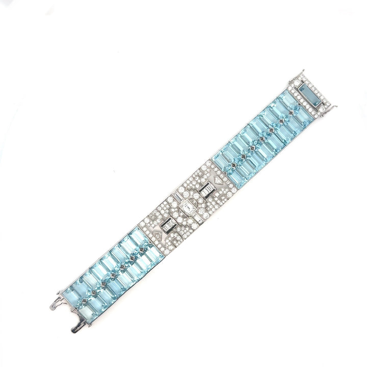 Art Deco  Aquamarine Platinum Bracele