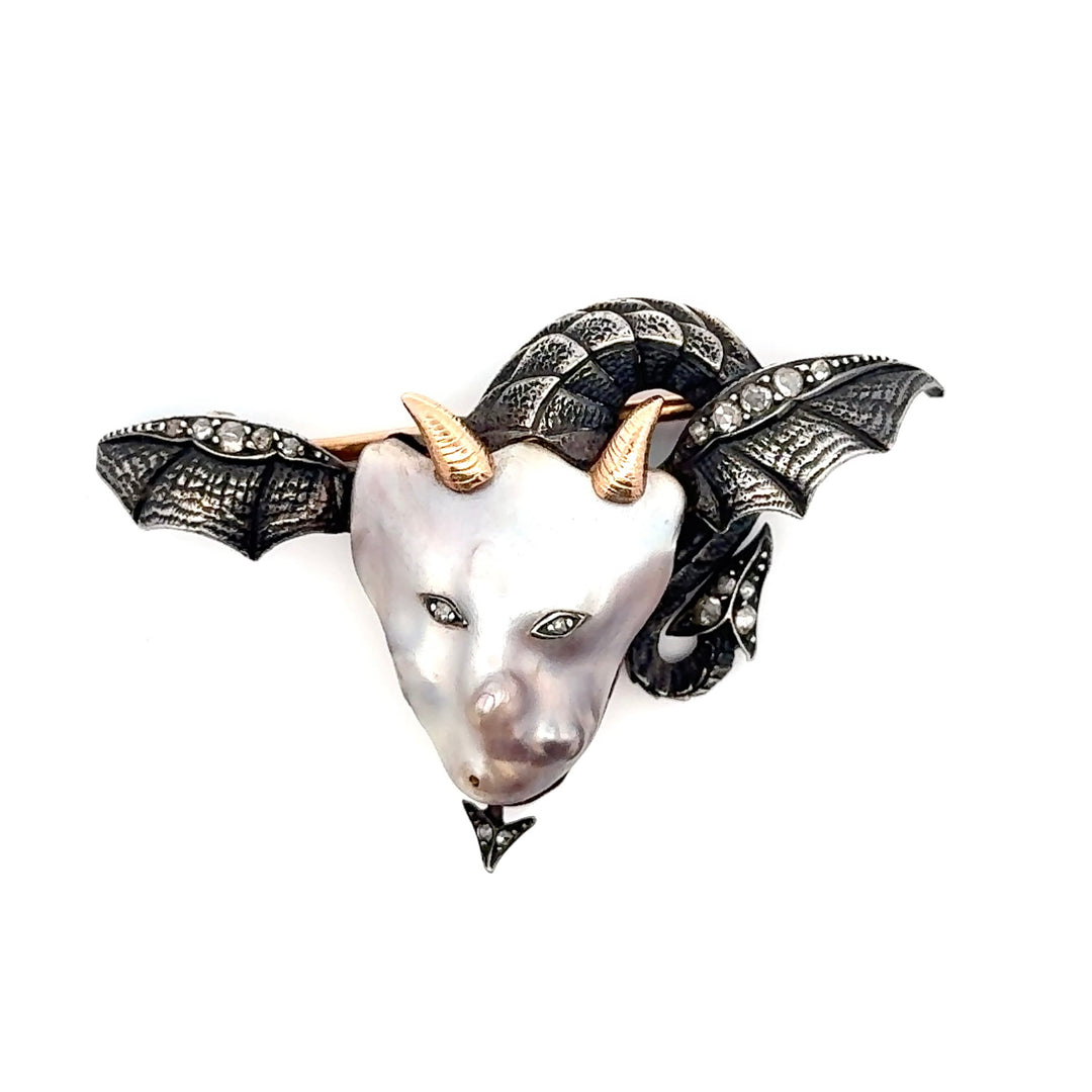 Antique French Devil Brooch