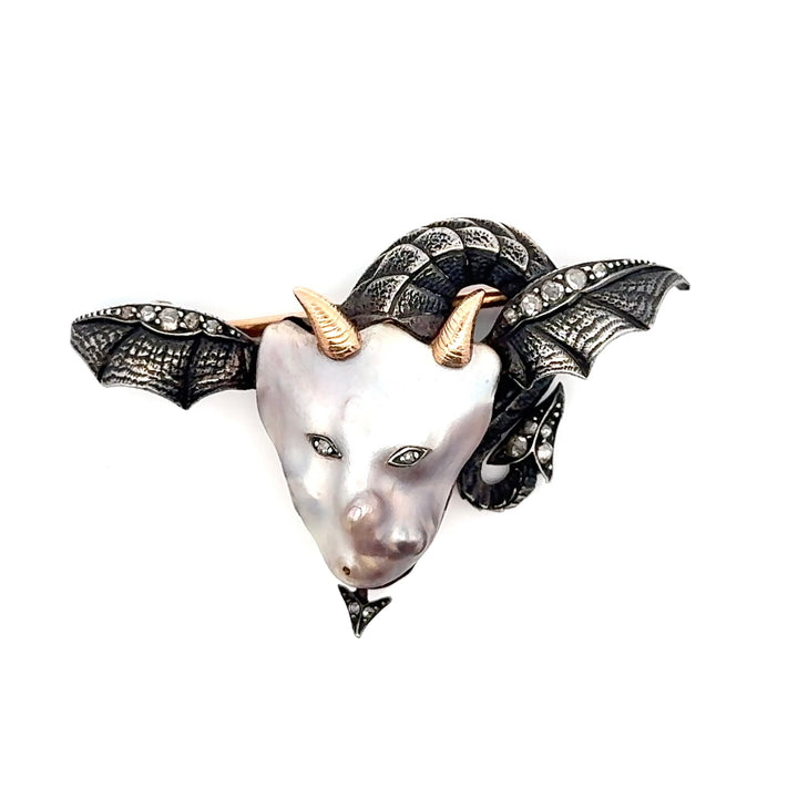 Antique French Devil Brooch