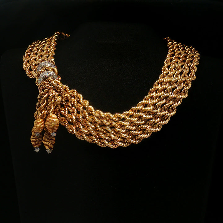 Mid Century 18k Gold & Diamond Necklace