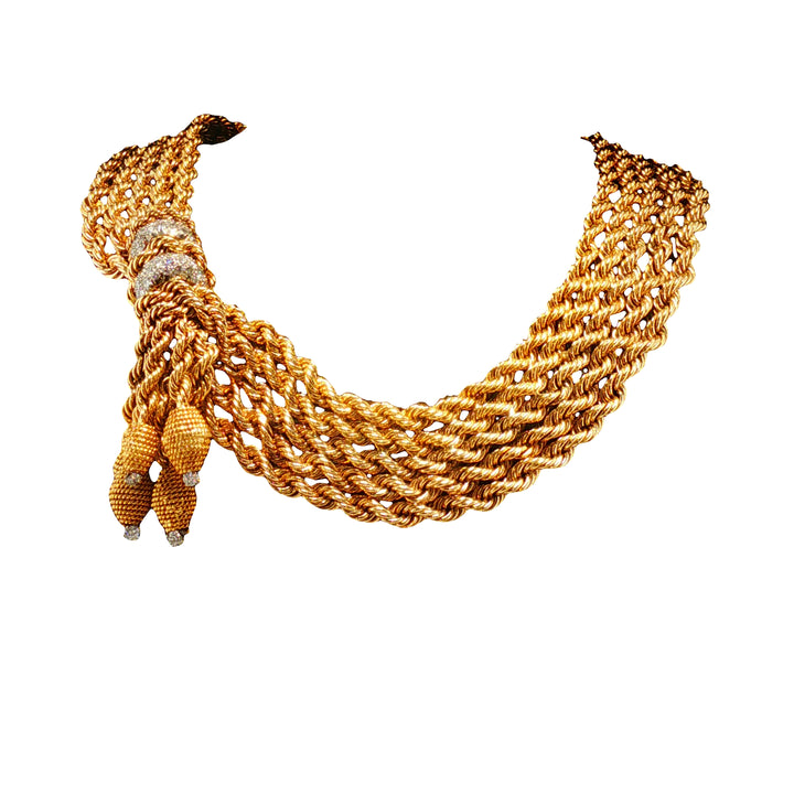 Mid Century 18k Gold & Diamond Necklace