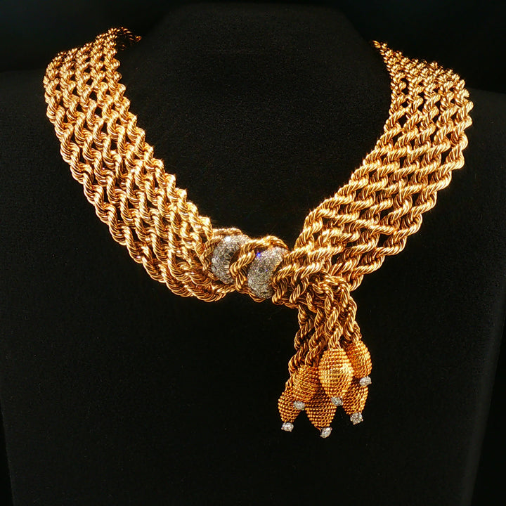 Mid Century 18k Gold & Diamond Necklace