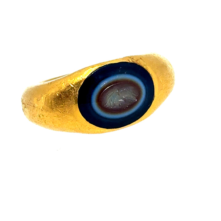 Contemporary Hand Hammered 22k Gold Ring