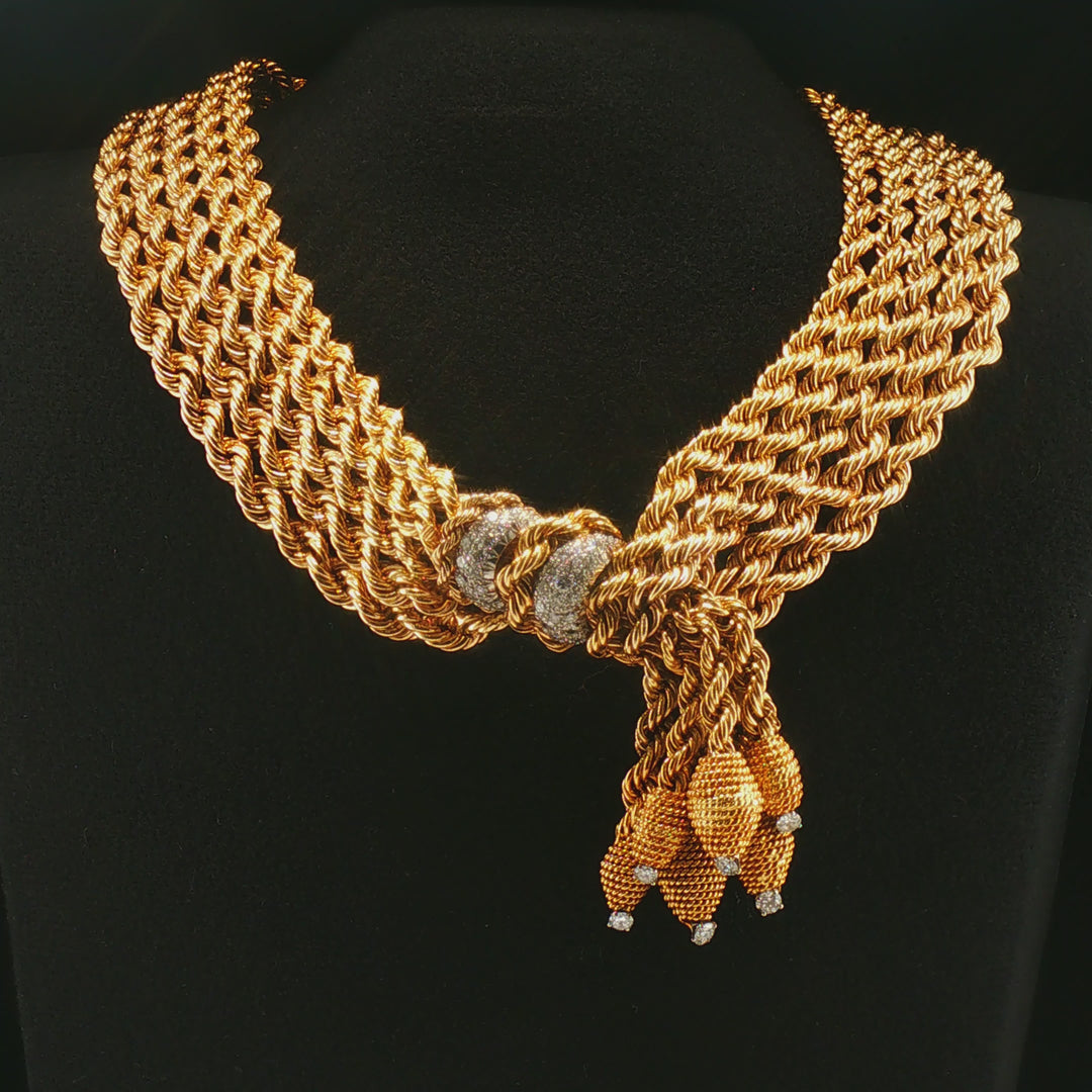 Mid Century 18k Gold & Diamond Necklace