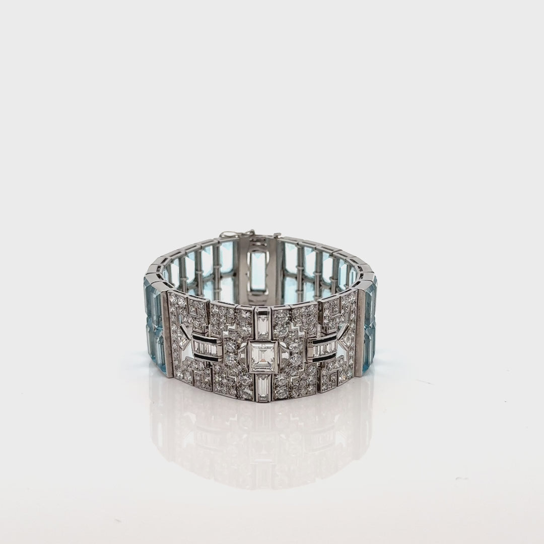 Art Deco  Aquamarine Platinum Bracele
