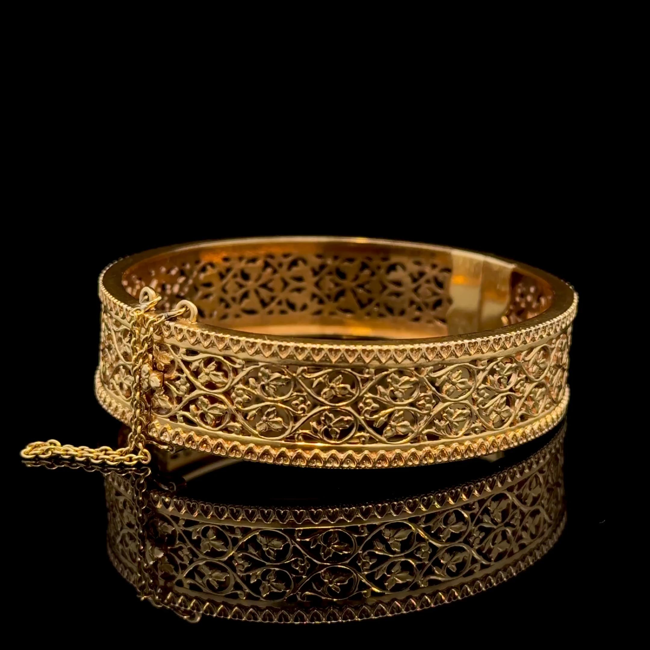 アクセサリー K18 gold bangle 18kt Gold Over Sterling Wide Filigree Bangle Bracelet | Ross Simons