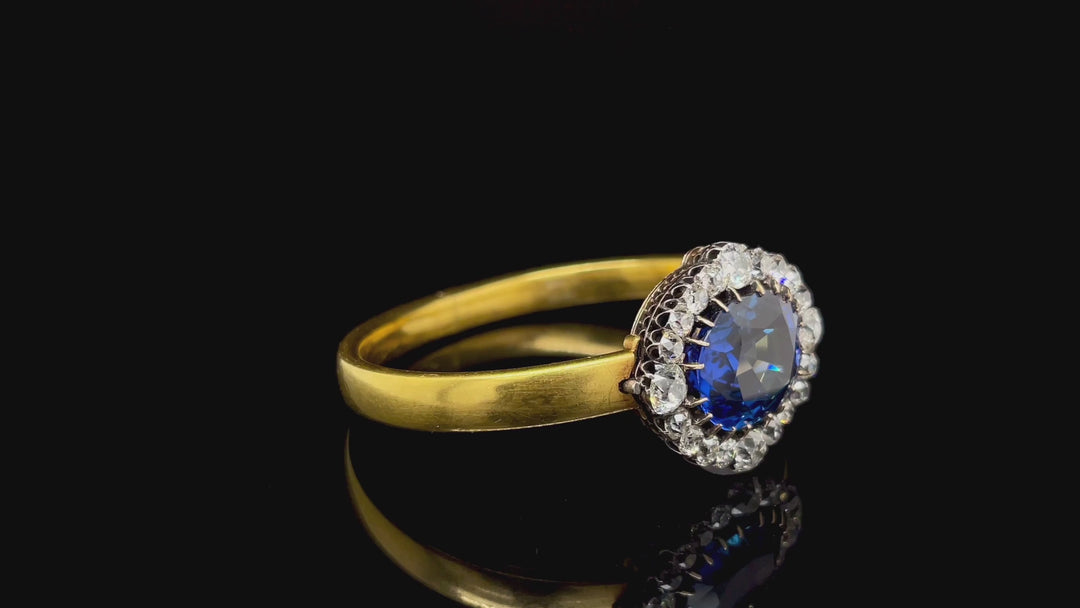 19th Century Sapphire and Diamond Silver-Topped Gold Bangle