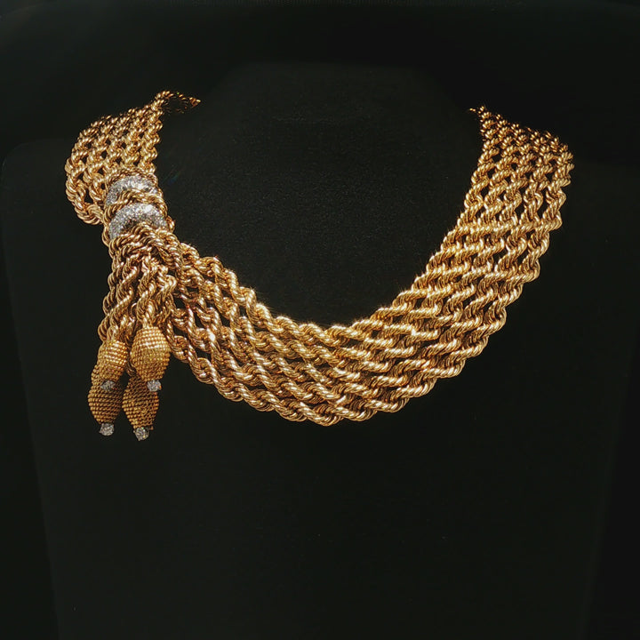 Mid Century 18k Gold & Diamond Necklace