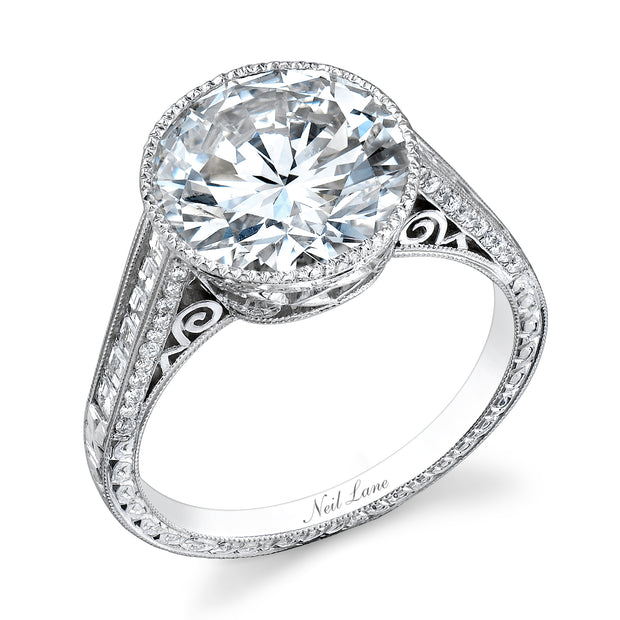 Neil Lane Couture Round Brilliant-Cut Diamond, Platinum Ring