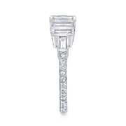 Vintage Design Art Deco Style Square Emerald-Cut Diamond, Platinum Ring