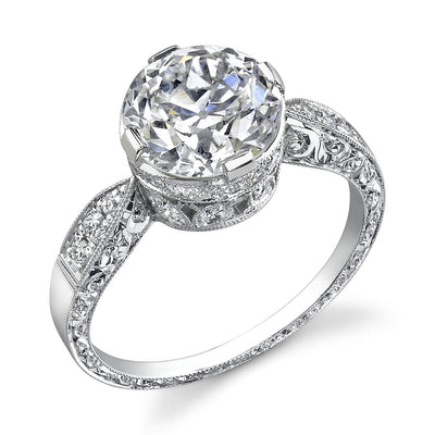 Neil Lane Couture Design Vintage Inspired "Old European Brilliant" Diamond, Platinum Ring