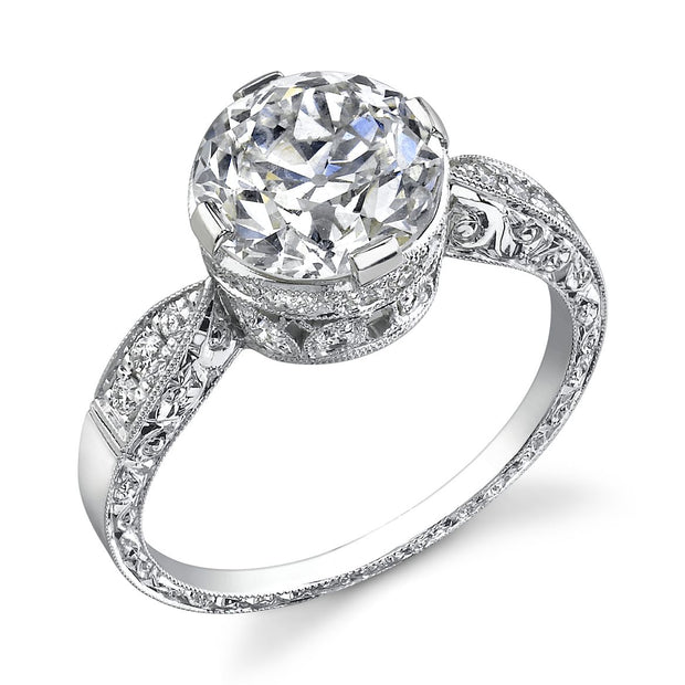 Neil Lane Couture Vintage Inspired "Old European Brilliant" Diamond, Platinum Ring